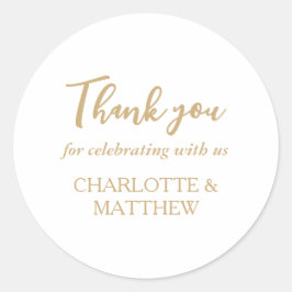 Eleganter Gold Wedding Classic Round Sticker