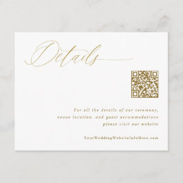 Eleganter Gold Wedding Details QR Code Begleitkarte