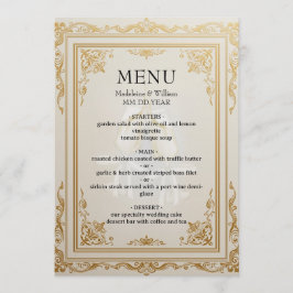 Eleganter Gold Wedding Menu Card Luxus Empfang Menükarte