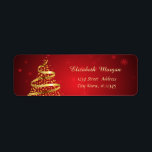 Eleganter Gold Weihnachtsbaum, Rot<br><div class="desc">Eleganter goldener Weihnachtsbaum auf einem roten Hintergrund. Ein elegantes und raffiniertes Design. Passen Sie Ihre Namen und Adressdaten an.</div>