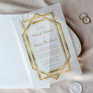 Eleganter Gold Weiß 1920er Deco Rahmen Hochzeit