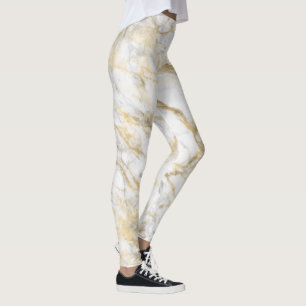 Eleganter Gold Weiß Grau Marmor Leggings