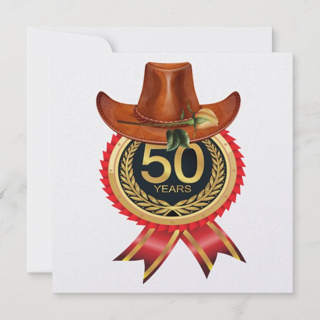 Eleganter Gold Western Einladung (Vorderseite)