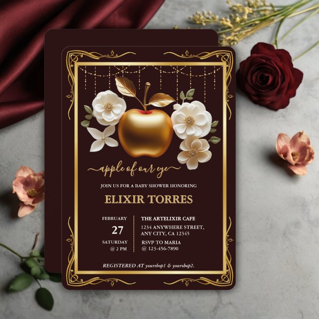 Eleganter Goldapfel mit unserer Eye Baby Dusche Einladung (Von Creator hochgeladen)