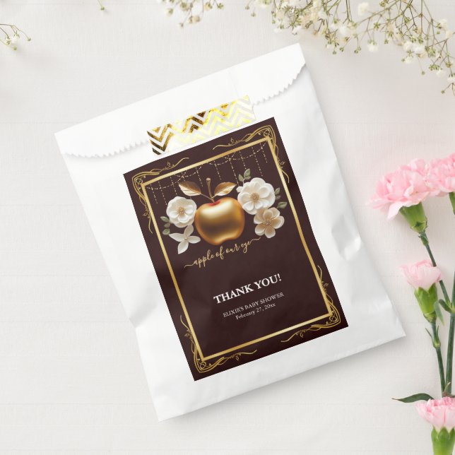 Eleganter Goldapfel mit unserer Eye Baby Dusche Geschenktütchen (Versiegelt)