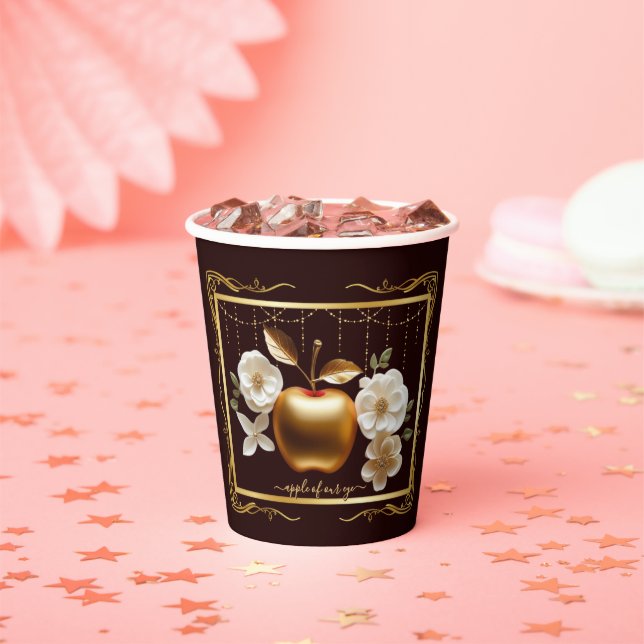 Eleganter Goldapfel mit unserer Eye Baby Dusche Pappbecher (Insitu)