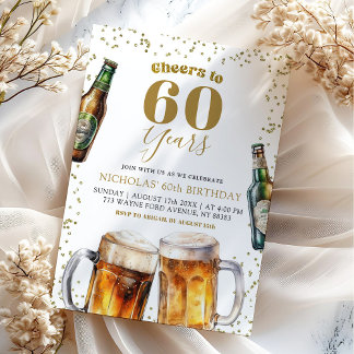 Eleganter Goldbär zum 60. Geburtstag des Erwachsen Einladung