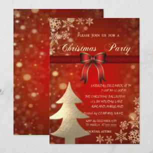 Eleganter Goldbaum, Bow Corporate Christmas Party Einladung