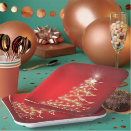 Eleganter Goldbaum über Rot Pappteller