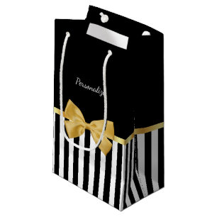 Eleganter Goldbogen-Schwarzweiss-Streifen mit Kleine Geschenktüte