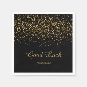 Eleganter GoldConfetti auf Schwarzem Serviette