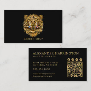 Eleganter Golden Beaver-Frisiersalon-QR-Code Visitenkarte