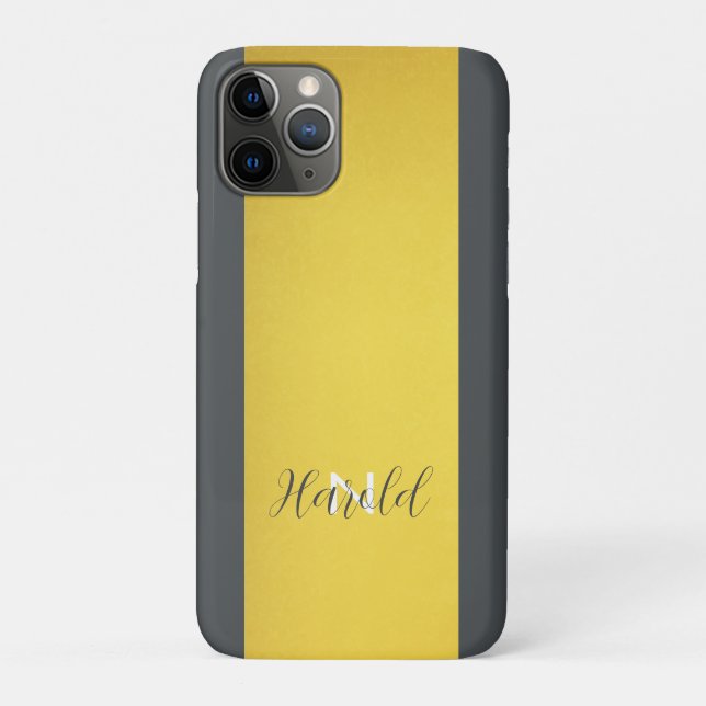 Eleganter Golden Brushed Metal Monogram Name Case-Mate iPhone Hülle (Rückseite)