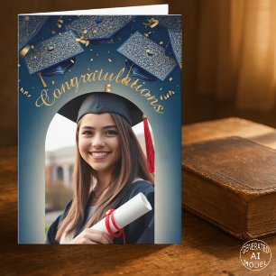 Eleganter Golden Confetti Abschluss mit Foto Arch Karte