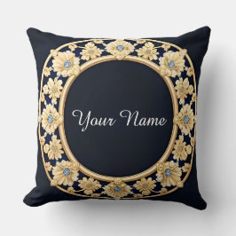 Eleganter Golden Floral Frame Kissen