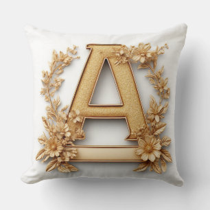 Eleganter Golden Letter A mit delikaten Blume Kissen