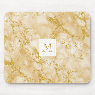 Eleganter Golden Marble Monogram Imitate Gold Glit Mousepad