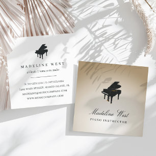 Eleganter Golden Piano Lehrer für Musik Quadratische Visitenkarte