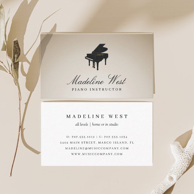 Eleganter Golden Piano Lehrer für Musik Visitenkarte (Von Creator hochgeladen)