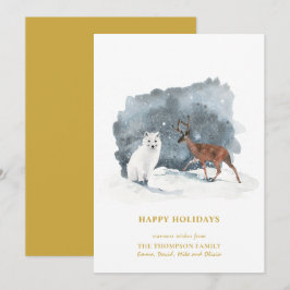 Eleganter Golden Script Arctic Winter Minimalistis Feiertagskarte