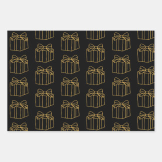 Eleganter Goldene und Schwarze Geschenkboxen Geschenkpapier Set