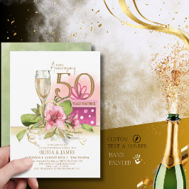 Eleganter Goldener 50. Hochzeitstag-Champagner  Einladung