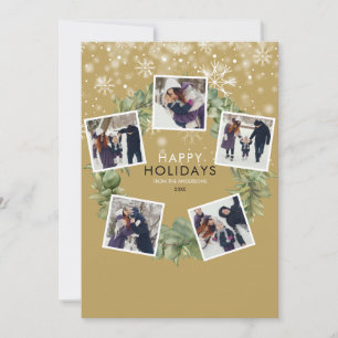 Eleganter Goldener 5-Foto-Grünkränze Weihnachten