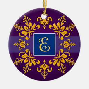 Eleganter goldener Barockbuchstabe E Keramik Ornament