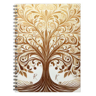 Eleganter Goldener Baum des Lebens Spirituelle Fei Notizblock