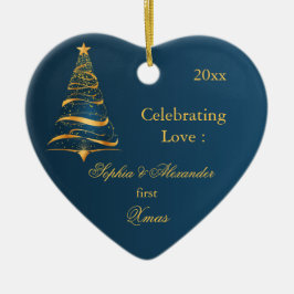 Eleganter Goldener Baum Neulich Weihnachten Keramik Ornament