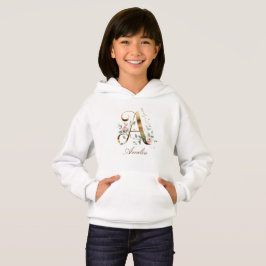 Eleganter goldener Blumenmonogramm Anfangsbuchstab Hoodie