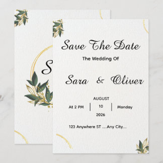 Eleganter goldener botanischer Kreis Save The Date