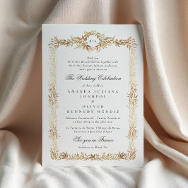 eleganter goldener botanischer Rahmen Monogramm Ho Einladung