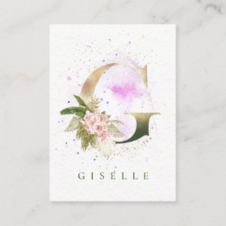Eleganter Goldener Brief Rosa Aquarellstrich Splas Visitenkarte