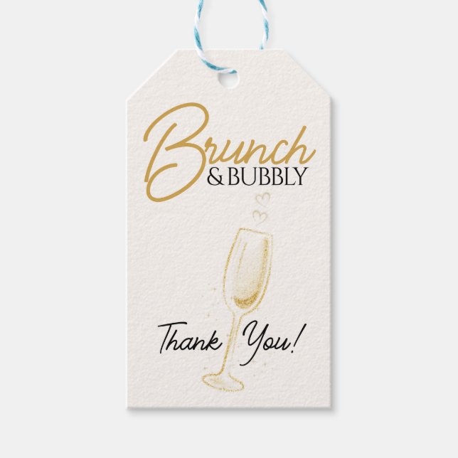 Eleganter Goldener Brunch & Bubbly Brautabschied Geschenkanhänger (Vorderseite)