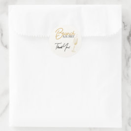 Eleganter Goldener Brunch & Bubbly Brautabschied Runder Aufkleber