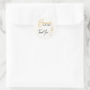 Eleganter Goldener Brunch & Bubbly-Brautjunggesell Runder Aufkleber