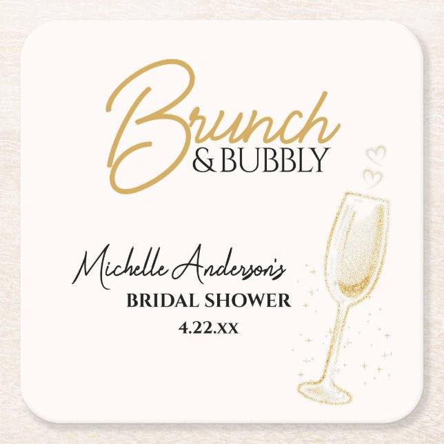 Eleganter Goldener Brunch & Bubbly Junggesellinnen Rechteckiger Pappuntersetzer (Vorderseite)