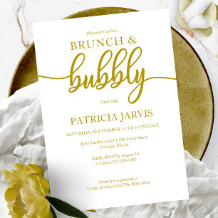 Eleganter Goldener Brunch und prickelnde Brautpart Einladung