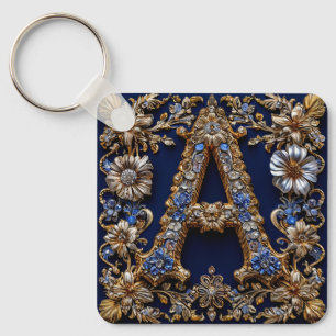 Eleganter goldener Buchstabe "A" mit aufwendigem f Schlüsselanhänger