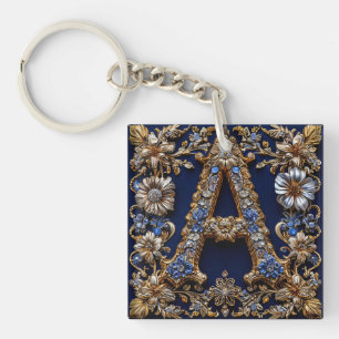 Eleganter goldener Buchstabe "A" mit aufwendiger f Schlüsselanhänger
