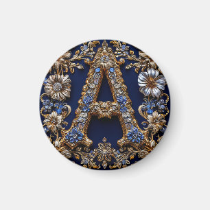 Eleganter Goldener Buchstabe "A" mit Verzierter Bl Magnet