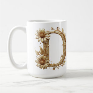 Eleganter goldener Buchstabe D mit floralem Design Kaffeetasse