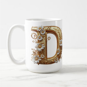Eleganter goldener Buchstabe D mit floralem Design Kaffeetasse
