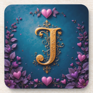 Eleganter goldener Buchstabe J, inspiriert von Lie Getränkeuntersetzer