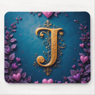 Eleganter goldener Buchstabe J, inspiriert von Lie Mousepad
