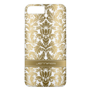 Eleganter goldener Damaskus 2 weißer Hintergrund Case-Mate iPhone Hülle