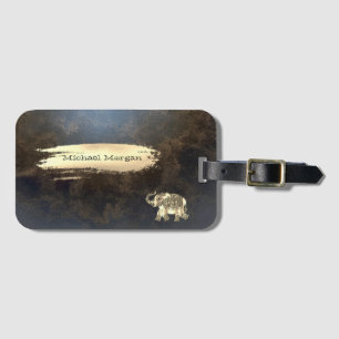 Eleganter Goldener Elefant,Pinselstrich,Leder Opti Gepäckanhänger