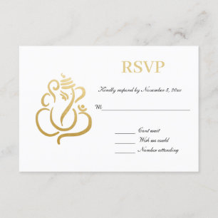 Eleganter goldener Ganesha   indische Hochzeits-RS Einladung