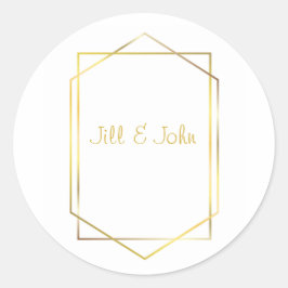 Eleganter goldener geometrischer Hochzeit-Umschlag Runder Aufkleber